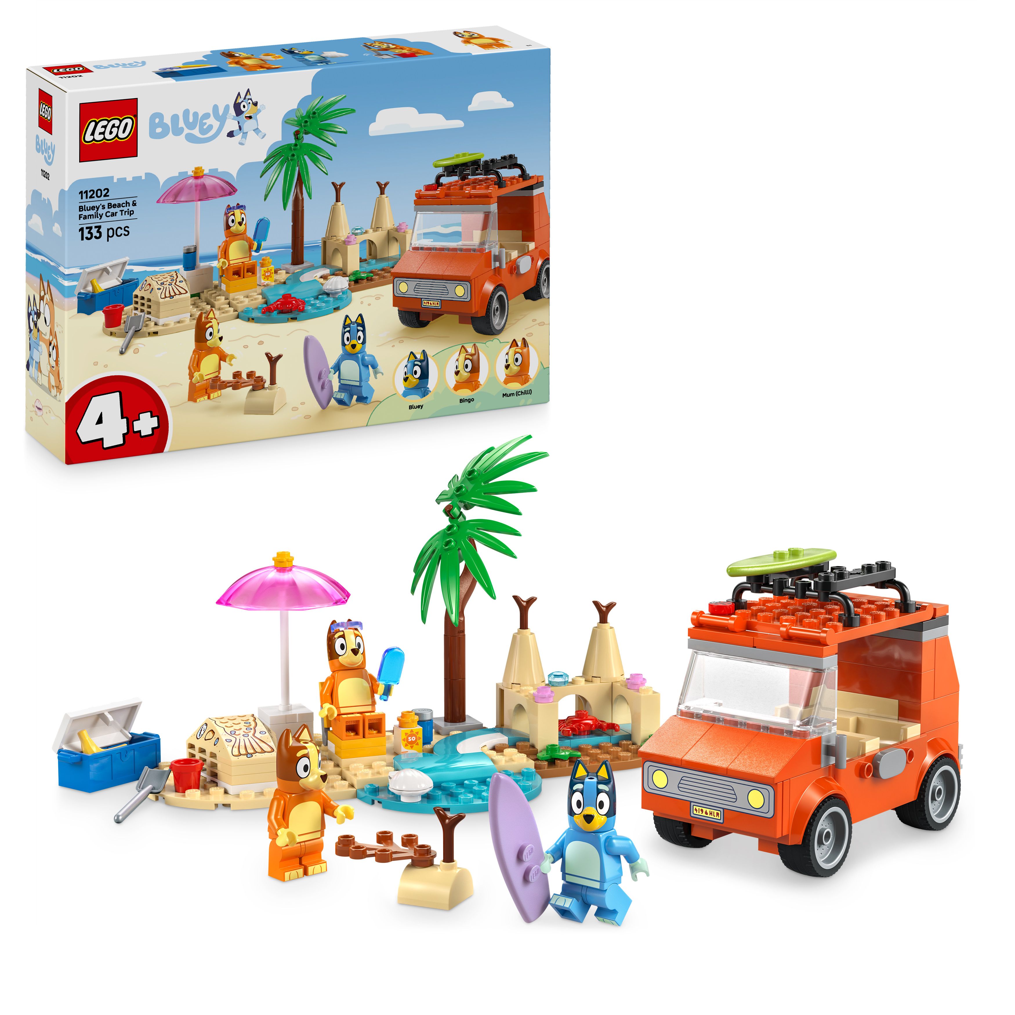 LEGO Bluey 11202 Blueys familjetur till stranden