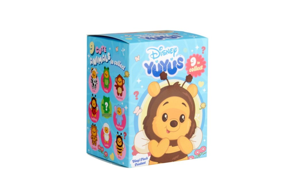Förpackning för Disney Yiyuus med nio söta djur att samla. Innehåller illustrationer av djur som lejon, elefant och groda.